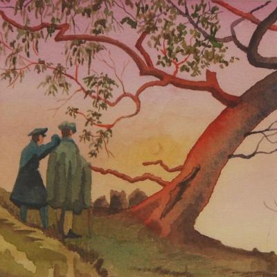 "Tree and Two Men at Sunset" by Fabienne Blanc – The Vilbil: Online Hub for Art and Artists